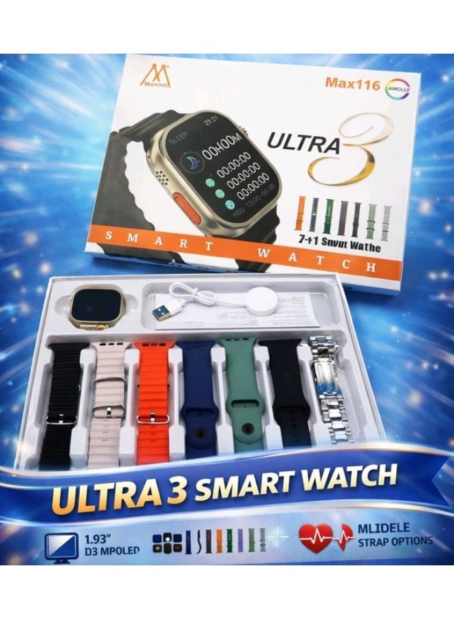 وينماكس ساعة ذكية فائقة مع شاشة AMOLED، و7 أحزمة مخصصة، وتتبع متقدم للصحة واللياقة البدنية - Image 1